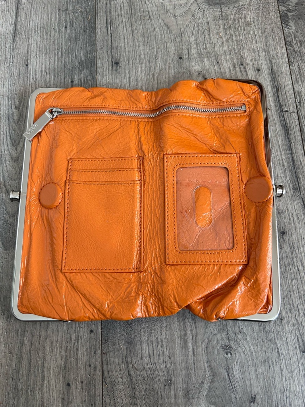HOBO Lauren Orange Leather Clutch Wallet - Picture 2 of 9